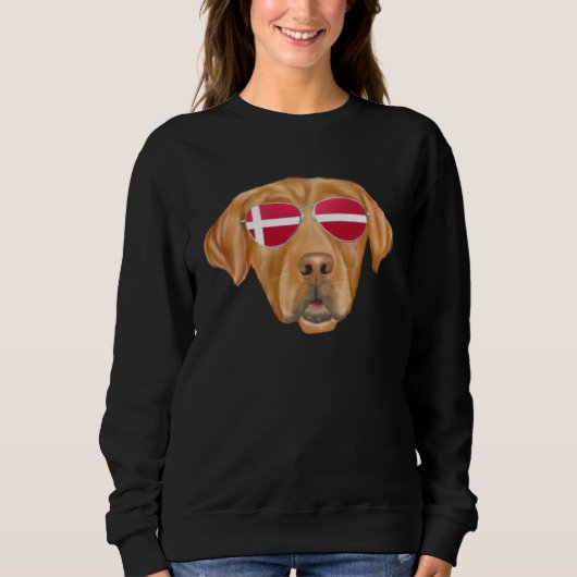 Sweatshirt Danish Flag Golden Retriever Dog Denmark Pocket (Devant)
