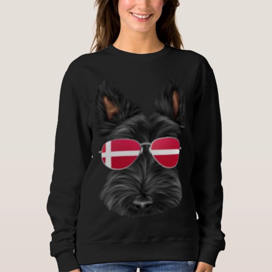 Sweatshirt Danish Flag Scottish Terrier Dog Denmark Pocket (Devant)