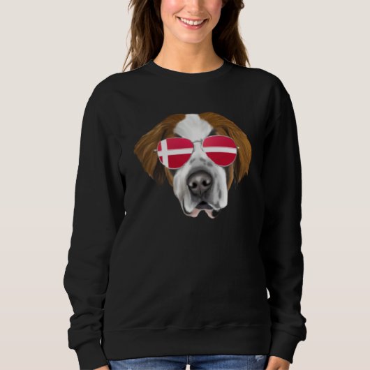 Sweatshirt Danish Flag St Bernard Dog Denmark Pocket (Devant)
