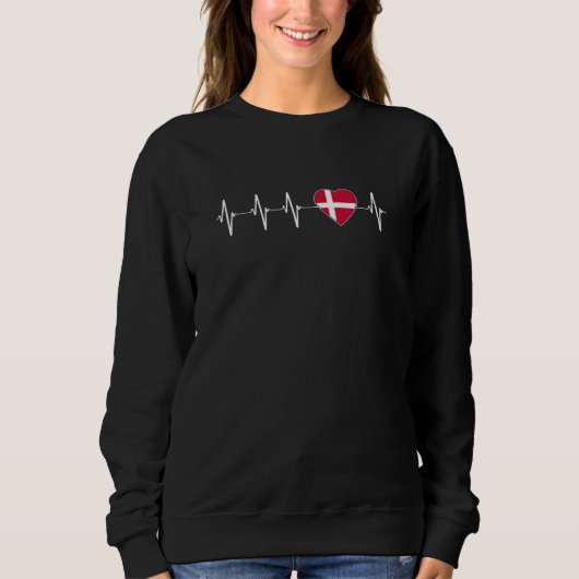 Sweatshirt Danois Heartbeat I Love Danemark Flag Heart Pride (Devant)