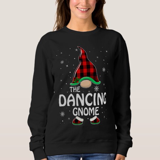 Sweatshirt Danser Gnome Buffalo Plaid Matching Family Christ (Devant)
