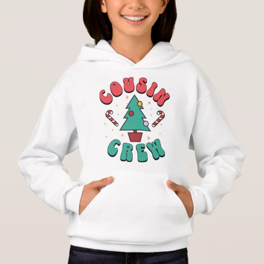 Sweatshirt d'arbre de Noël de l'équipage Cousin pe (Devant)