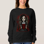 Sweatshirt Dark Gothic Chibi Style Doll Dressed In Red (Devant)