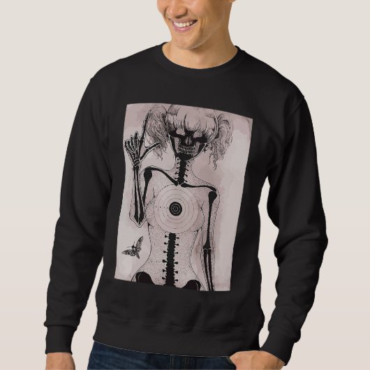 Sweatshirt Dark grunge  Emo teen girl with moth Gothic (Devant)