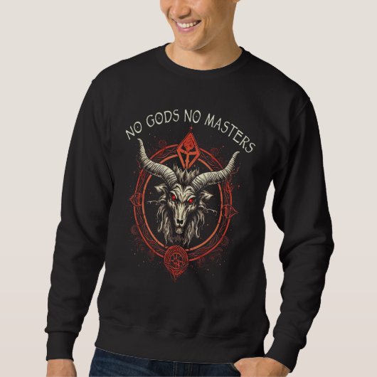 Sweatshirt Dark Occult Macabre Gothic Baphomet No Gods No Mas (Devant)