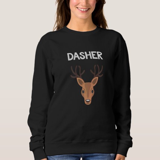 Sweatshirt Dasher Père Noël Reindeer Groupe Famille Correspon (Devant)