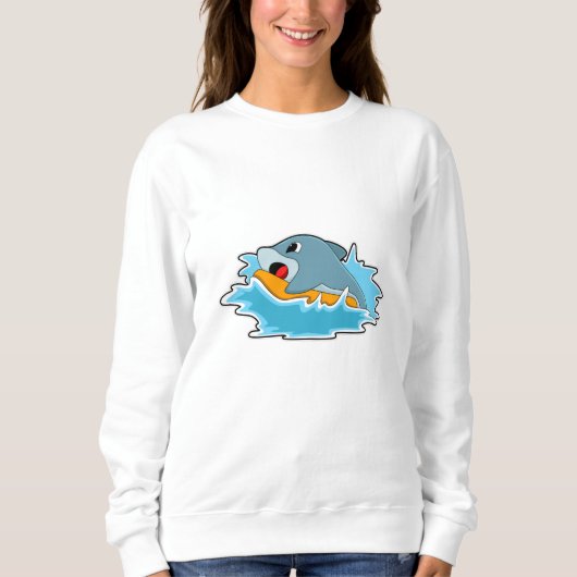 Sweatshirt Dauphin au surf avec Surfboard (Devant)