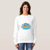 Sweatshirt Dauphin au surf avec Surfboard (Devant entier)