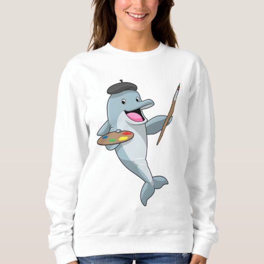 Sweatshirt Dauphin comme Peintre avec pinceau et couleur (Devant)