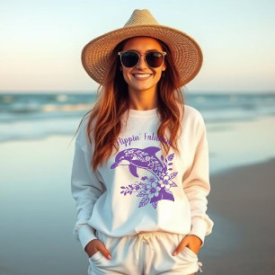Sweatshirt Dauphin hawaïen Flippin' Fabile pourpre