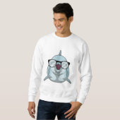 Sweatshirt Dauphin Nerd avec lunettes (Devant entier)