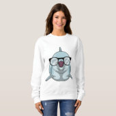 Sweatshirt Dauphin Nerd avec lunettes (Devant entier)