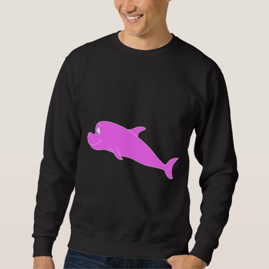 Sweatshirt Dauphin rose sur le noir (Devant)