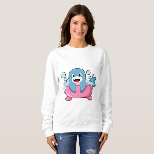 Sweatshirt Dauphin sur baignoire (Devant entier)