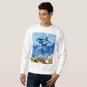 Sweatshirt Dauphins et art tropical de poissons (Devant entier)
