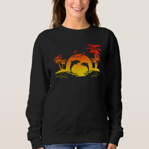 Sweatshirt Dauphins sautant sur la plage au coucher du soleil