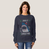 Sweatshirt de chandail moche de requin de Noël (Devant entier)
