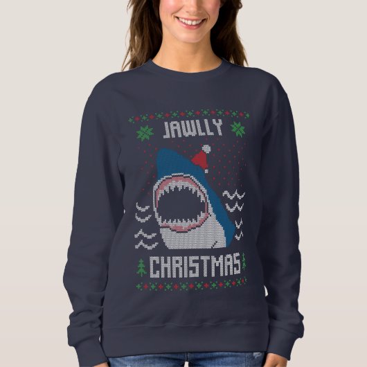 Sweatshirt de chandail moche de requin de Noël (Devant)