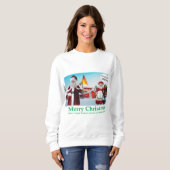 sweatshirt de femmes. Joyeux Noël. chats/m mrs (Devant entier)