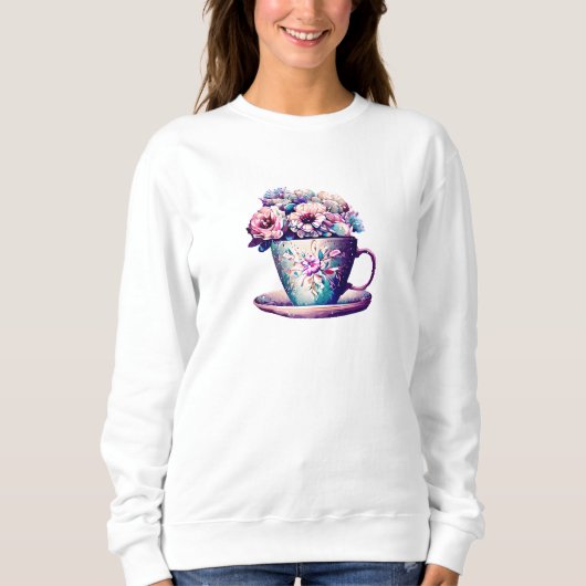 Sweatshirt De jolies fleurs dans la Chine de thé (Devant)