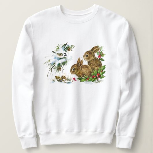 Sweatshirt de lapins d'hiver de région boisée (Design devant)