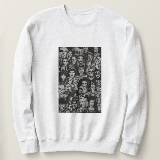Sweatshirt de l'équipe de collage d'Halloween BW a (Design devant)
