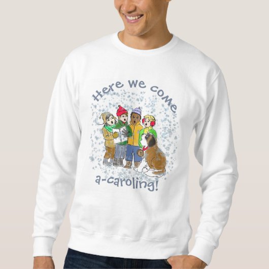 Sweatshirt de Noël avec enfants et St. Bernard (Devant)