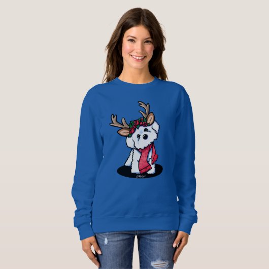Sweatshirt de Noël Bichon Frise Reindeer (Devant entier)