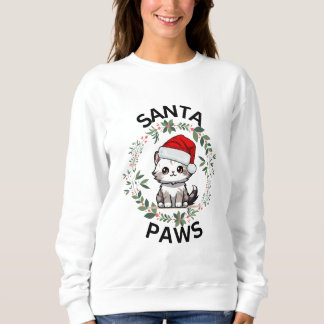 Sweatshirt de Noël Dames - Père Noël Paws Chat