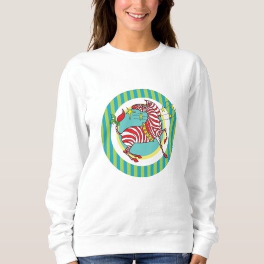Sweatshirt de Noël de CaneZebra de sucrerie de (Devant)