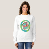 Sweatshirt de Noël de CaneZebra de sucrerie de (Devant entier)