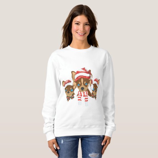 Sweatshirt de Noël du Chihuahua (Devant entier)