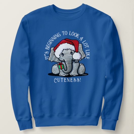 Sweatshirt de Noël Eléphant KiniArt (Design devant)