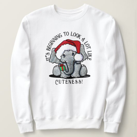 Sweatshirt de Noël Eléphant KiniArt (Design devant)