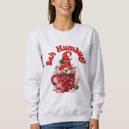 Sweatshirt de Noël féminin Gnome Café Bah Humbug (Devant)