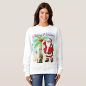 Sweatshirt de Noël féminine avec Père Noël tropica (Devant entier)