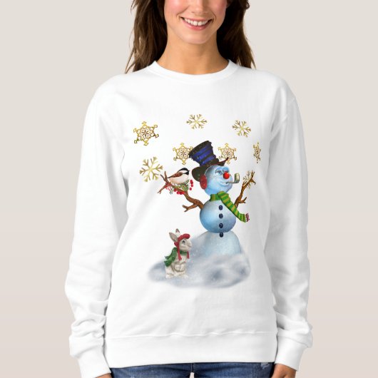Sweatshirt de Noël féminine avec Snowman (Devant)