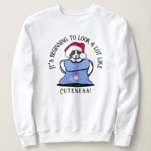 Sweatshirt de Noël KiniArt Cat (Design devant)