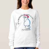 Sweatshirt de Noël KiniArt White Cat (Devant)