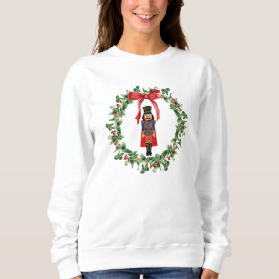 Sweatshirt de Noël Red Bow Wreath & Nutcracker