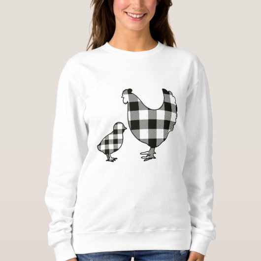 Sweatshirt de poulets de Buffle Noir et Blanc (Devant)