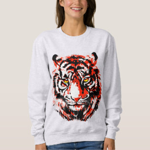 Sweatshirt de tête de tigre rouge réaliste - visag
