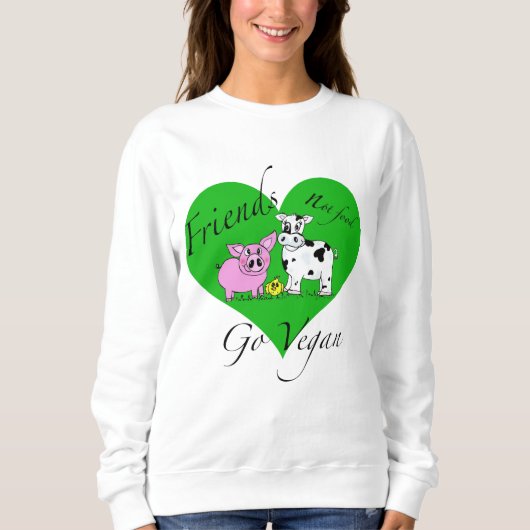 Sweatshirt de végétalien de nourriture d'amis pas (Devant)