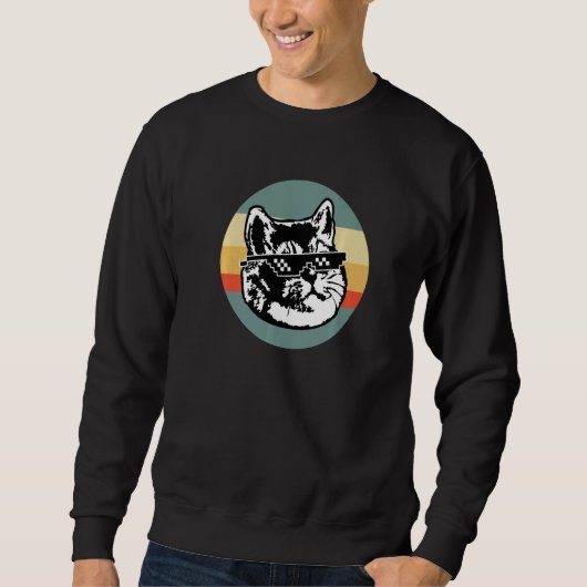 Sweatshirt Deal with It Heavy Breathing Cat Sunset   (Devant)
