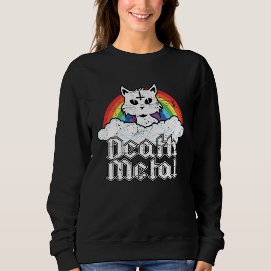 Sweatshirt Death Metal Cat Soft Goth Grunge Aesthetic Cat Kit (Devant)