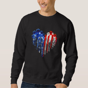 Sweatshirt Déchirer Coeur Chien Paw Drapeau Américain 4 juill