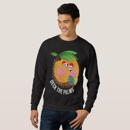 Sweatshirt Deck the Palms Flamingo Christmas (Devant entier)