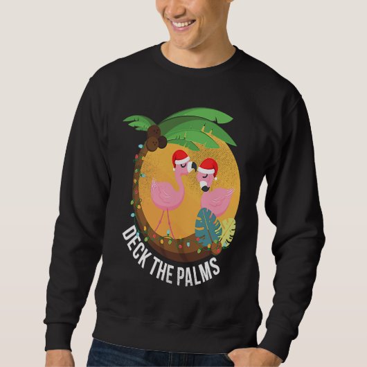 Sweatshirt Deck the Palms Flamingo Christmas (Devant)