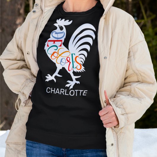 Sweatshirt DeColores Cursillo Coq Silhouette Blanche