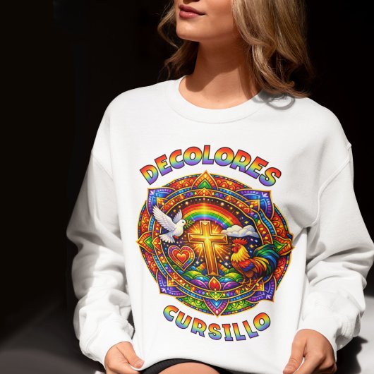 Sweatshirt DeColores Cursillo Croix Colombe Coq Mandala